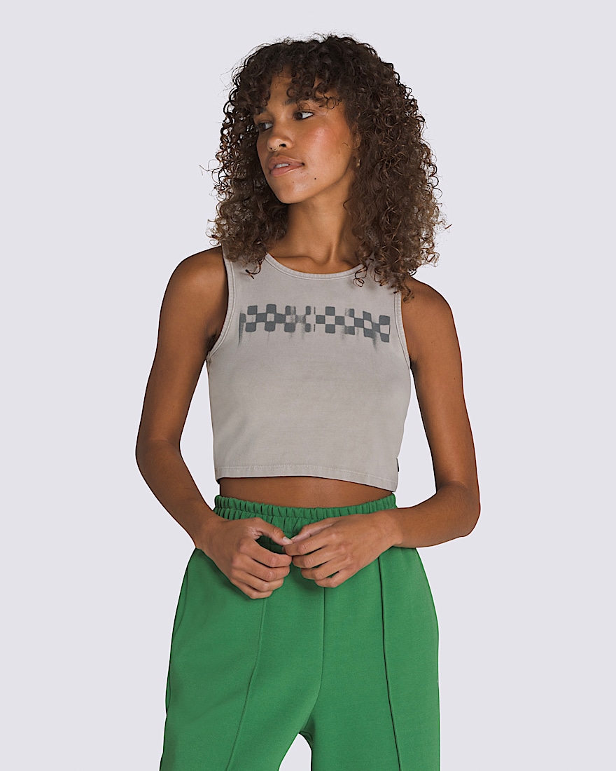 Checkerboard Fitted Crop Tank