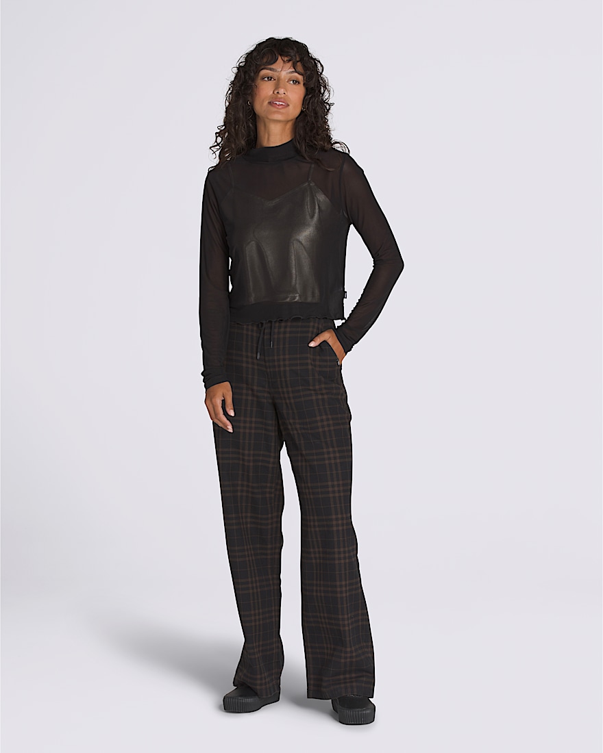 Mesh Satin Long Sleeve Top