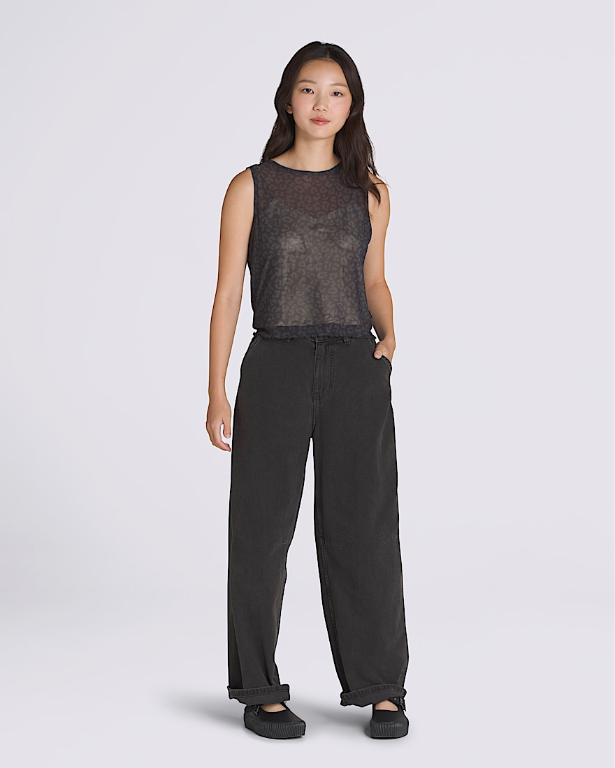 Mesh Satin Sleeveless Top