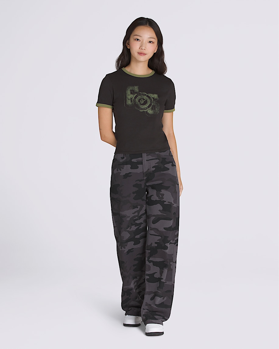 Campus Tour Ringer TShirt VANS Black  Loden Green ALT1