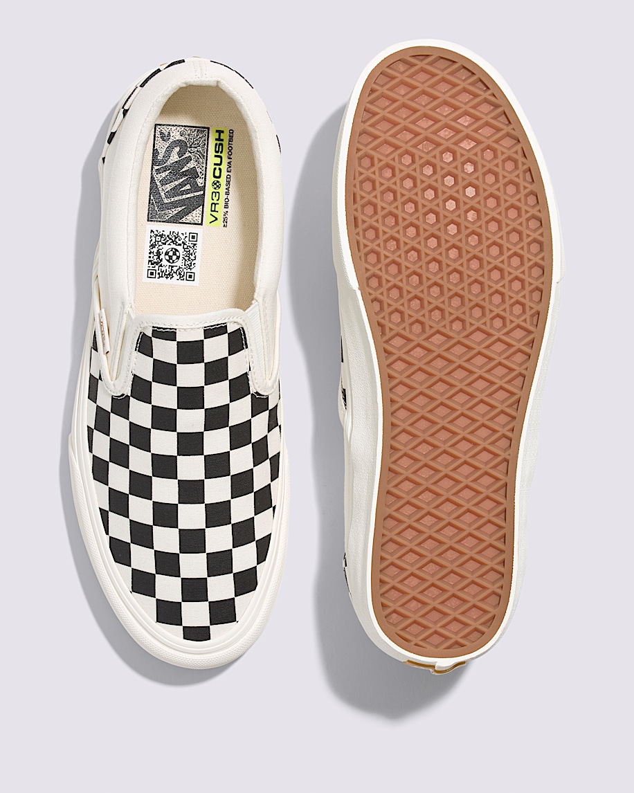 SlipOn VR3 Checkerboard Shoe VANS Black  Marshmallow White ALT2