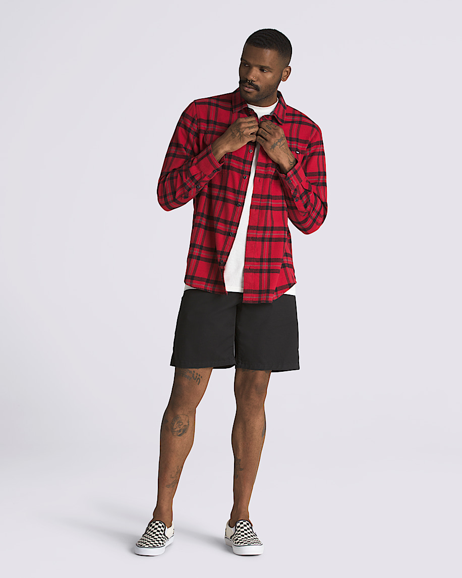 Westminster Button Up Long Sleeve Shirt VANS Chili Pepper Red  Black ALT2