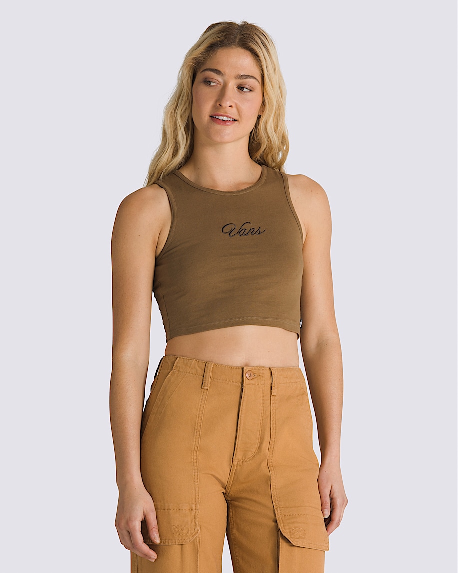 Small Staple Fitted Crop Tank Top - 2