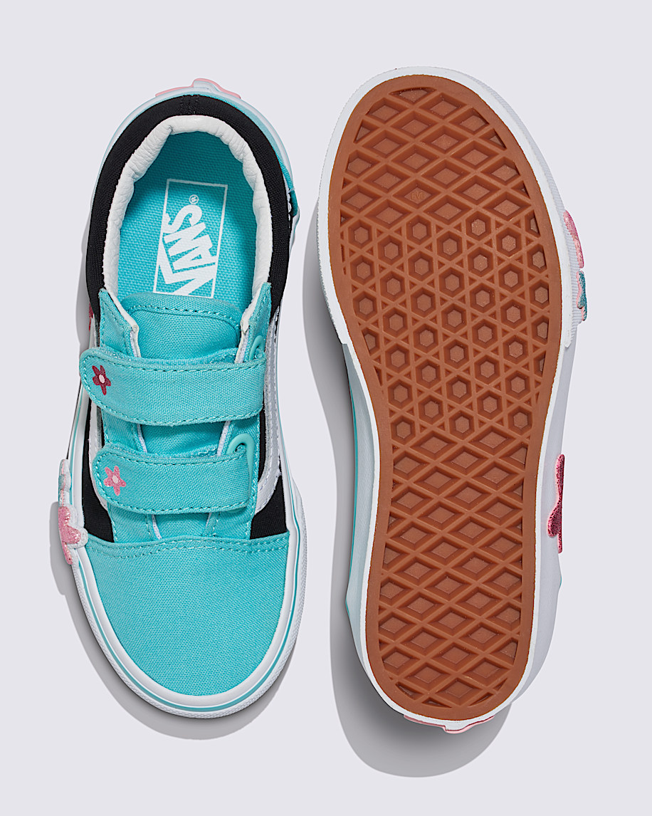 Little Kids Old Skool V Shoe VANS Glitter Black  Pink  Blue ALT2