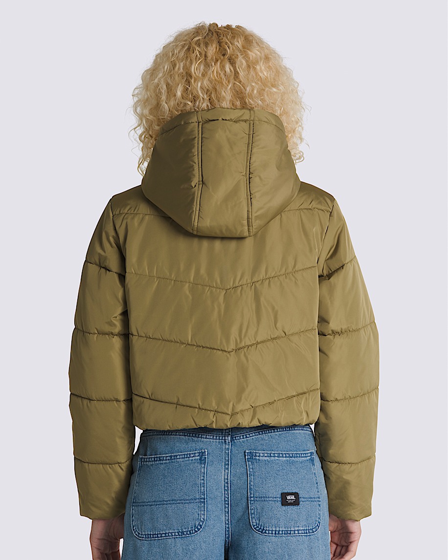 Foundry Crop Puff Hooded Jacket VANS Gothic Olive Brown Green ALT1
