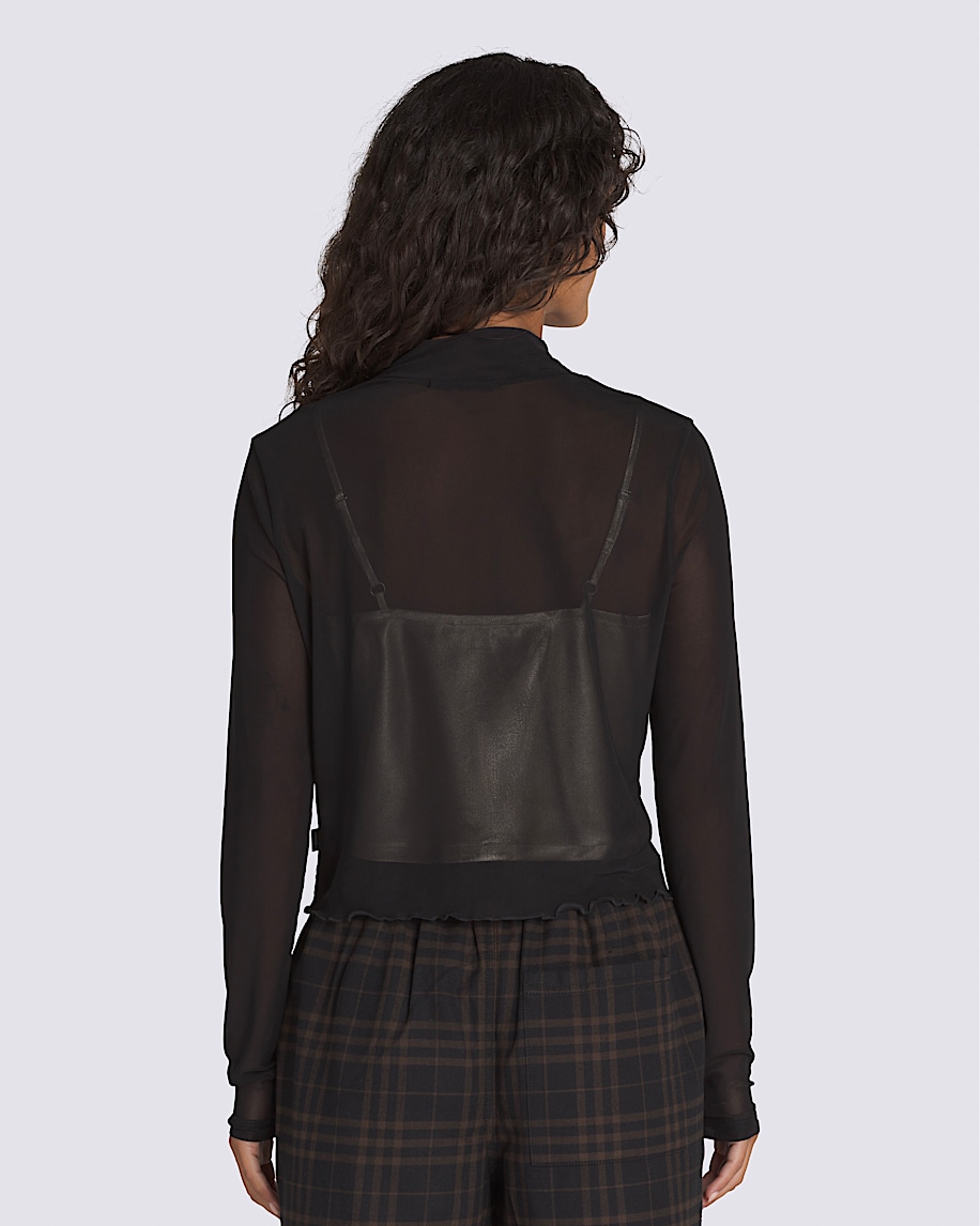 Mesh Satin Long Sleeve Top - 3