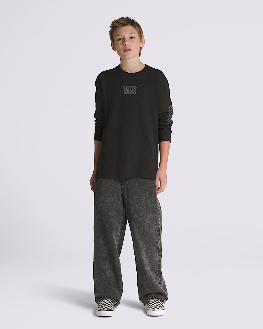Kids Check5 Baggy Denim Pants VANS Stonewash Black ALT1