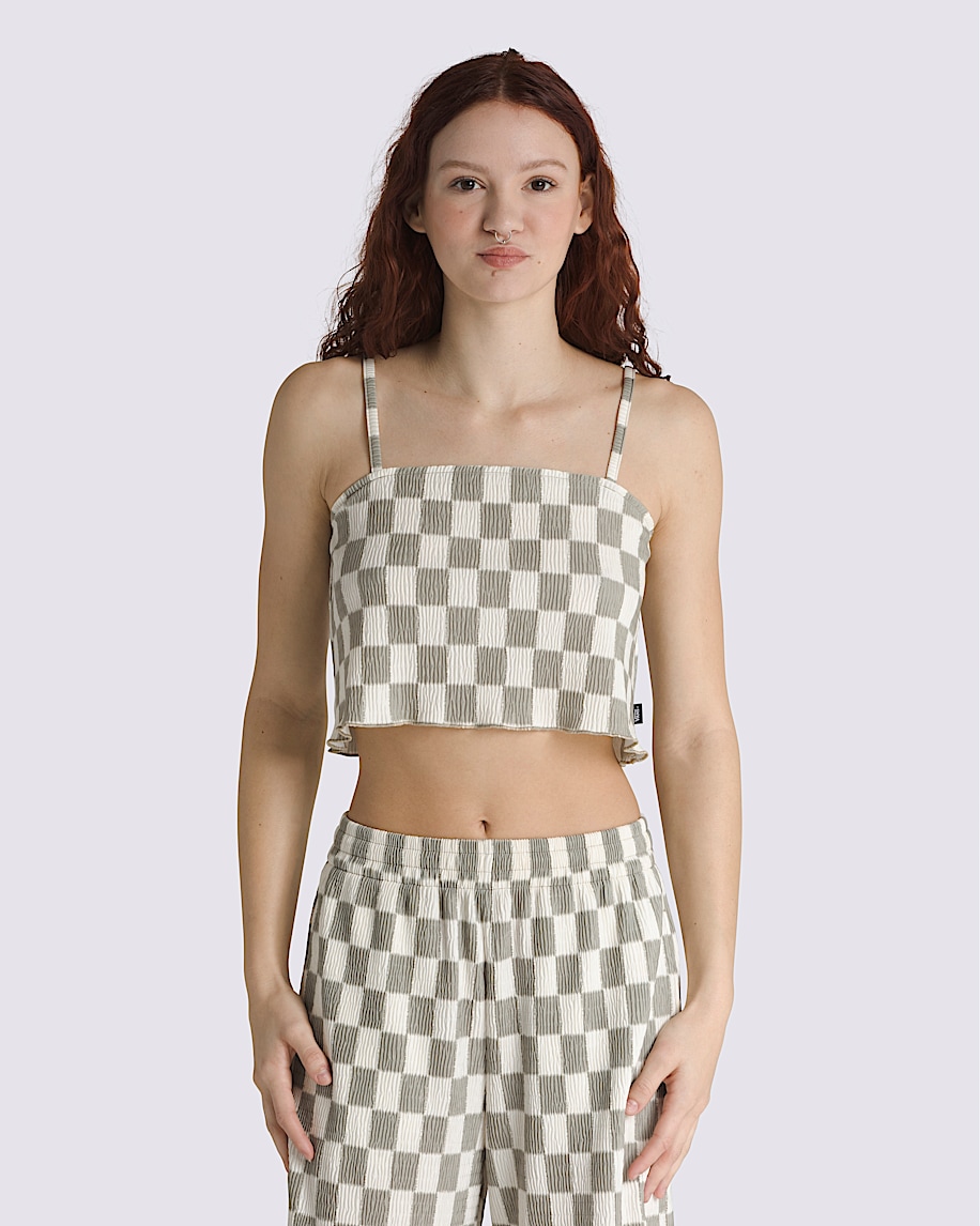 Wren Checkerboard Cami Top VANS Checkerboard London Fog Grey  White HERO