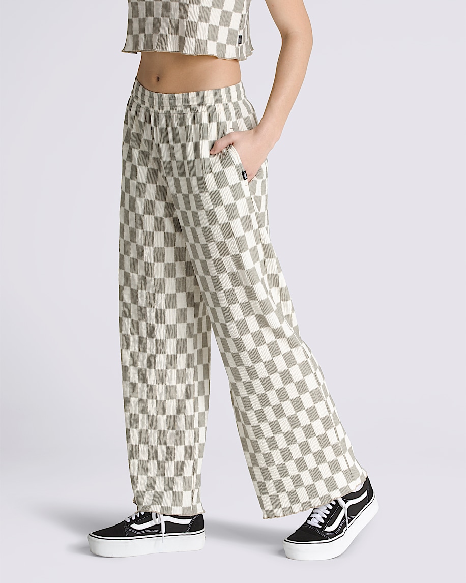 Wren Checkerboard Pants VANS London Fog Grey  White ALT3