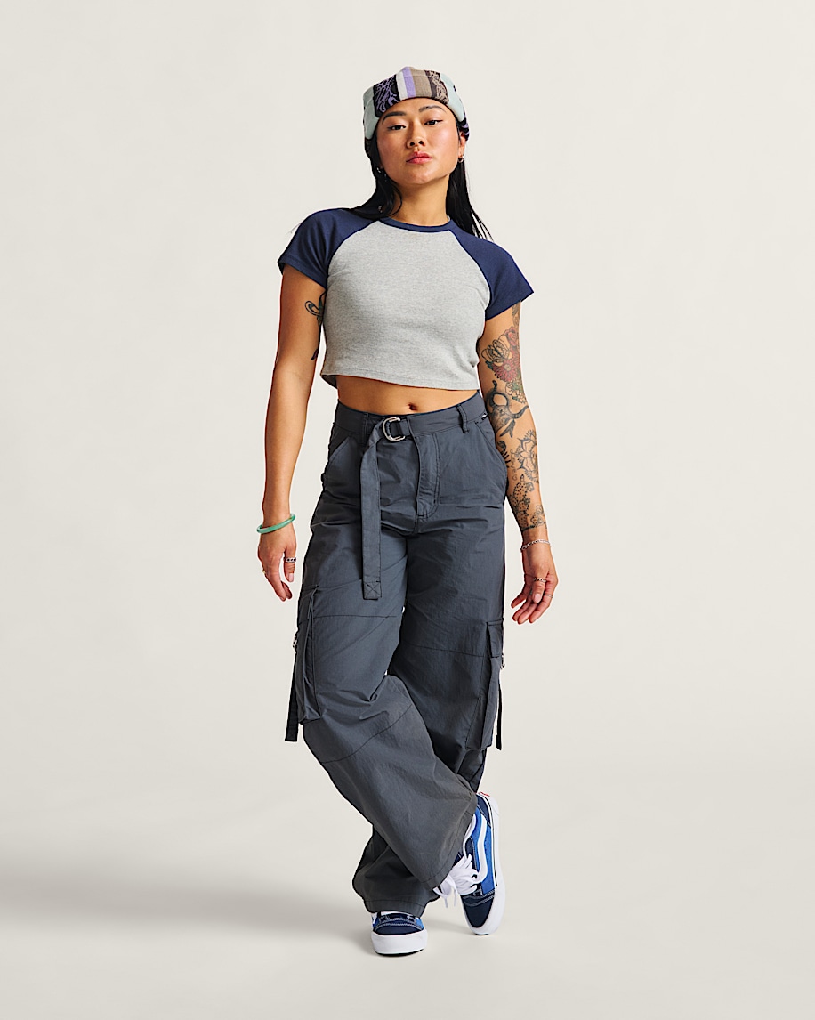 Clare Raglan TShirt VANS Heather Grey  Dark Blue ALT1