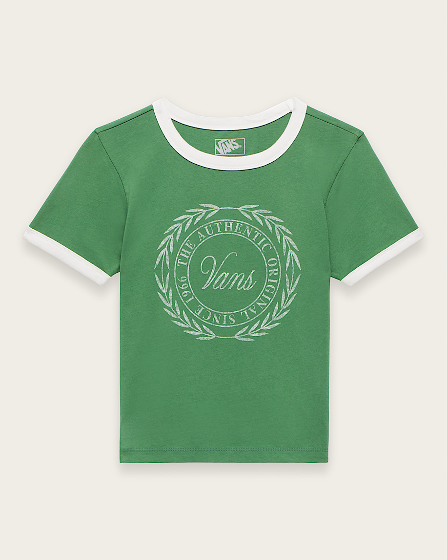 Crest Ringer TShirt VANS Fairway Green FLATLAY