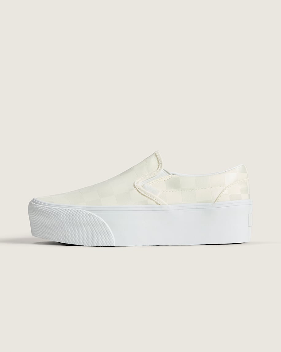 Classic SlipOn Stackform Checkerboard Shoe VANS White HERO