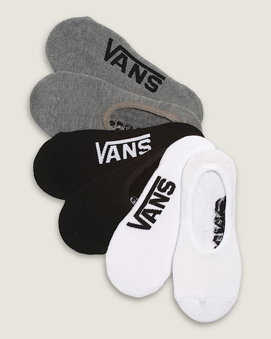 Kids Super No Show Socks 3Pack VANS Grey  Black  White HERO