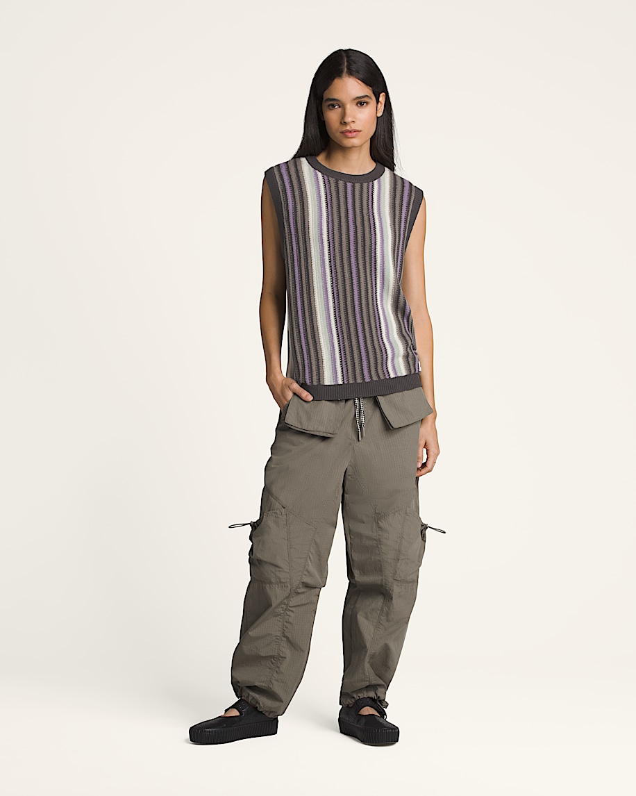 Premium Striped Sweater Vest VANS After Dark Brown  Grey  Purple ALT3