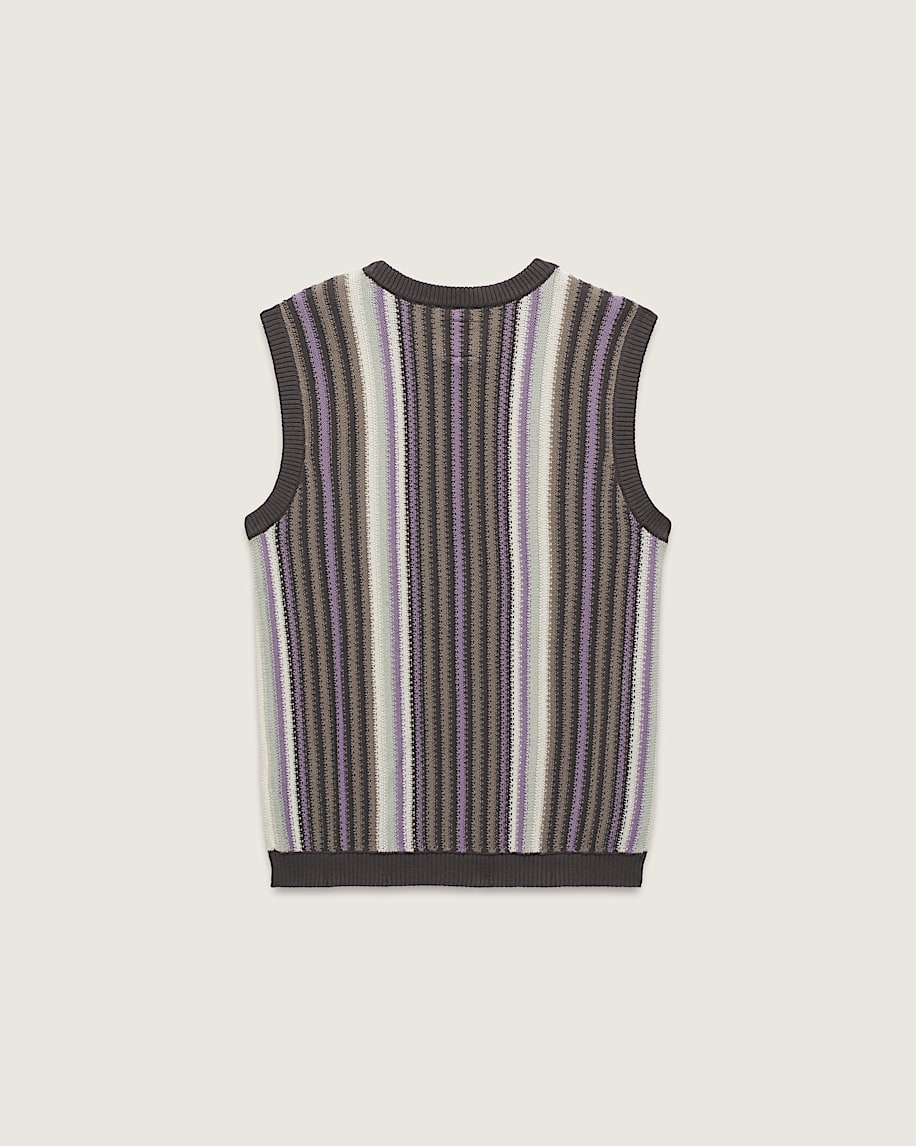 Premium Striped Sweater Vest VANS After Dark Brown  Grey  Purple ALT1