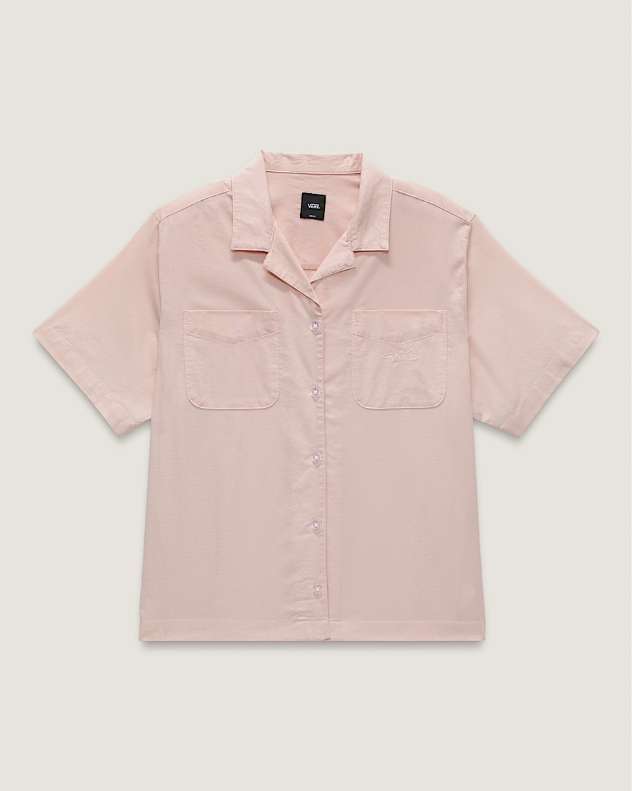 Cassidy Camp Shirt VANS Sepia Rose Pink FLATLAY