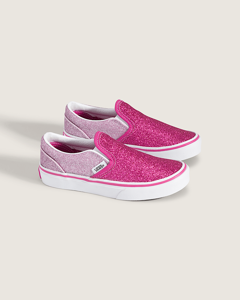 Little Kids Classic SlipOn Shoe VANS Glitter Raspberry Rose Pink ALT1