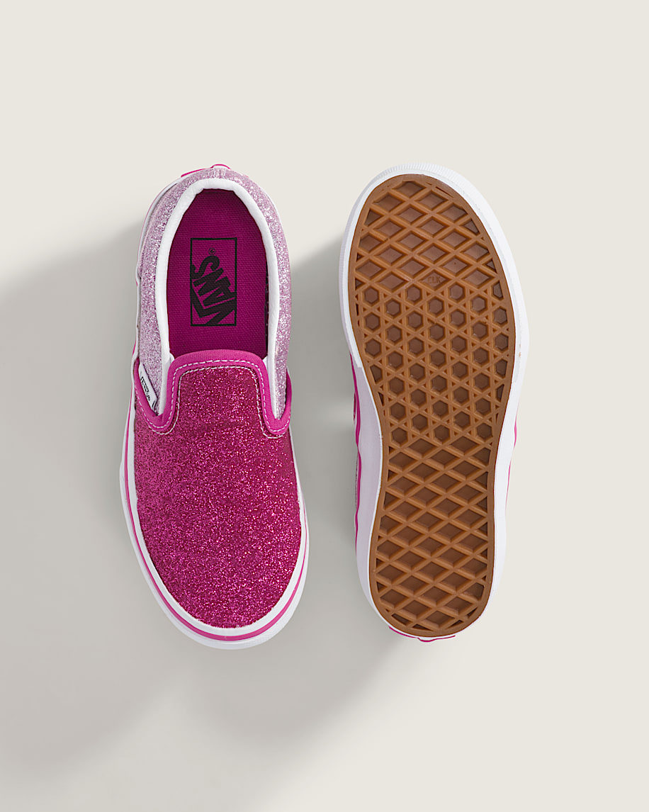 Little Kids Classic SlipOn Shoe VANS Glitter Raspberry Rose Pink ALT2