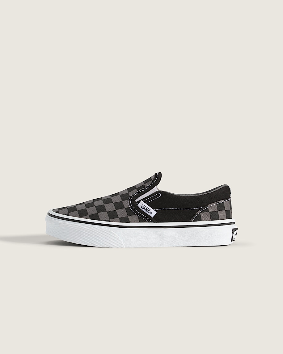 Little Kids Classic SlipOn Checkerboard Shoe VANS Black  Pewter Grey HERO