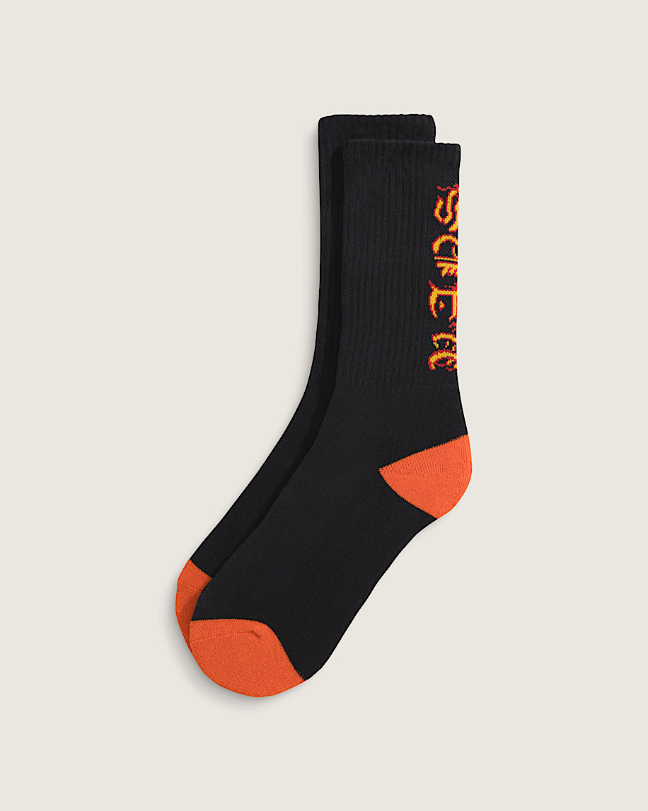 Kids Ticker Crew Socks VANS Black  Flame Red HERO