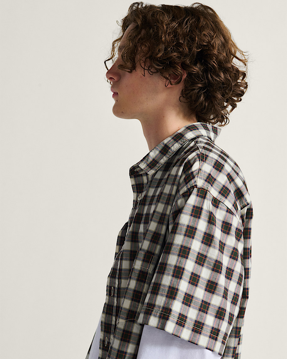 Monte Plaid Button Up Shirt VANS Egret White ALT4