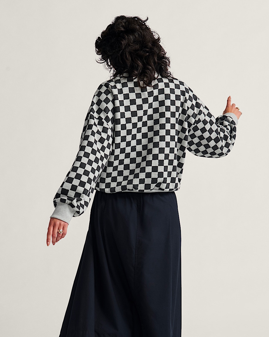 Checkerboard Retro Crew Sweatshirt VANS Checkerboard Grey  Black ALT2