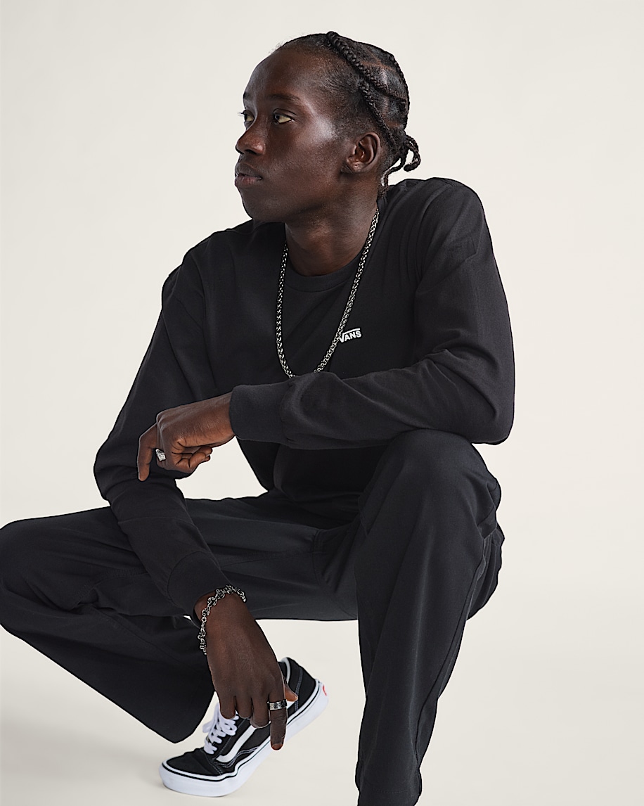 Left Chest Logo Long Sleeve TShirt VANS Black ALT3