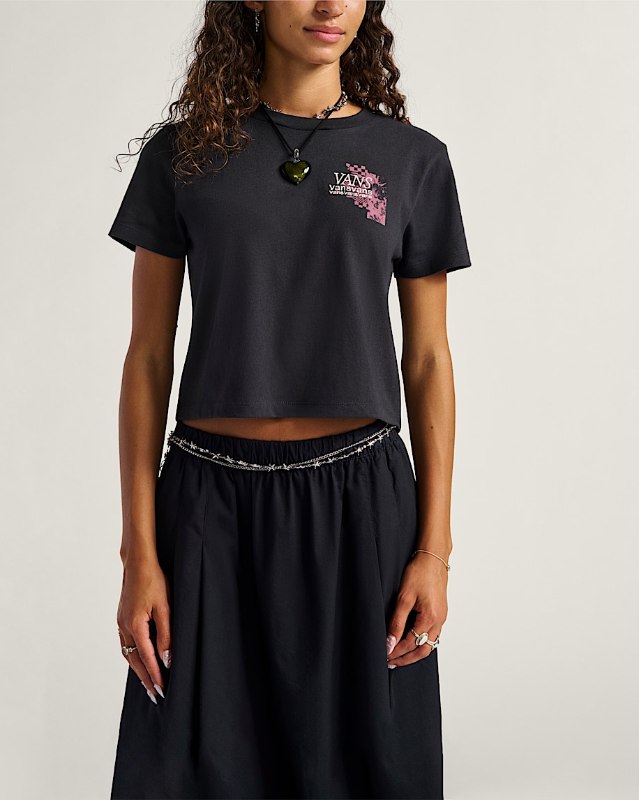 Negative Floral Crop T-Shirt - 3