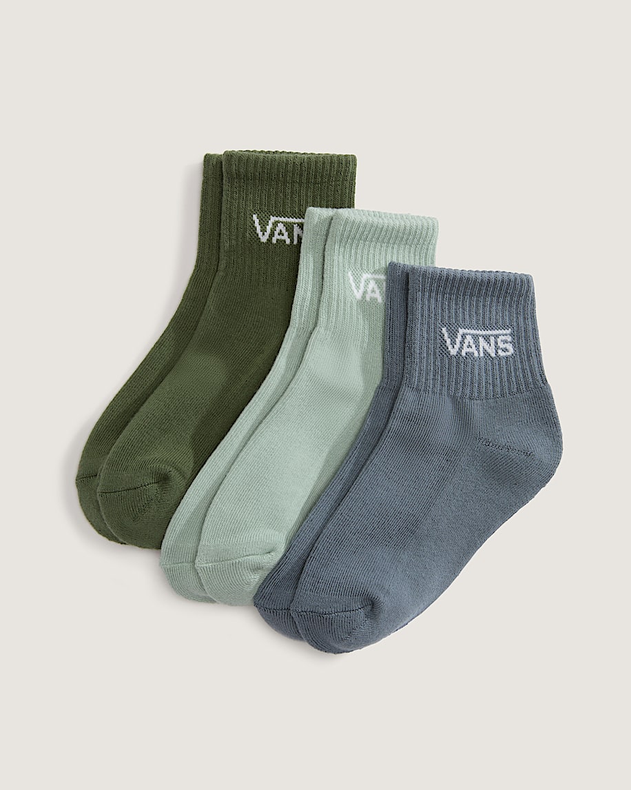 Kids Classic Half Crew Socks 3Pack VANS Grey Olive Green HERO
