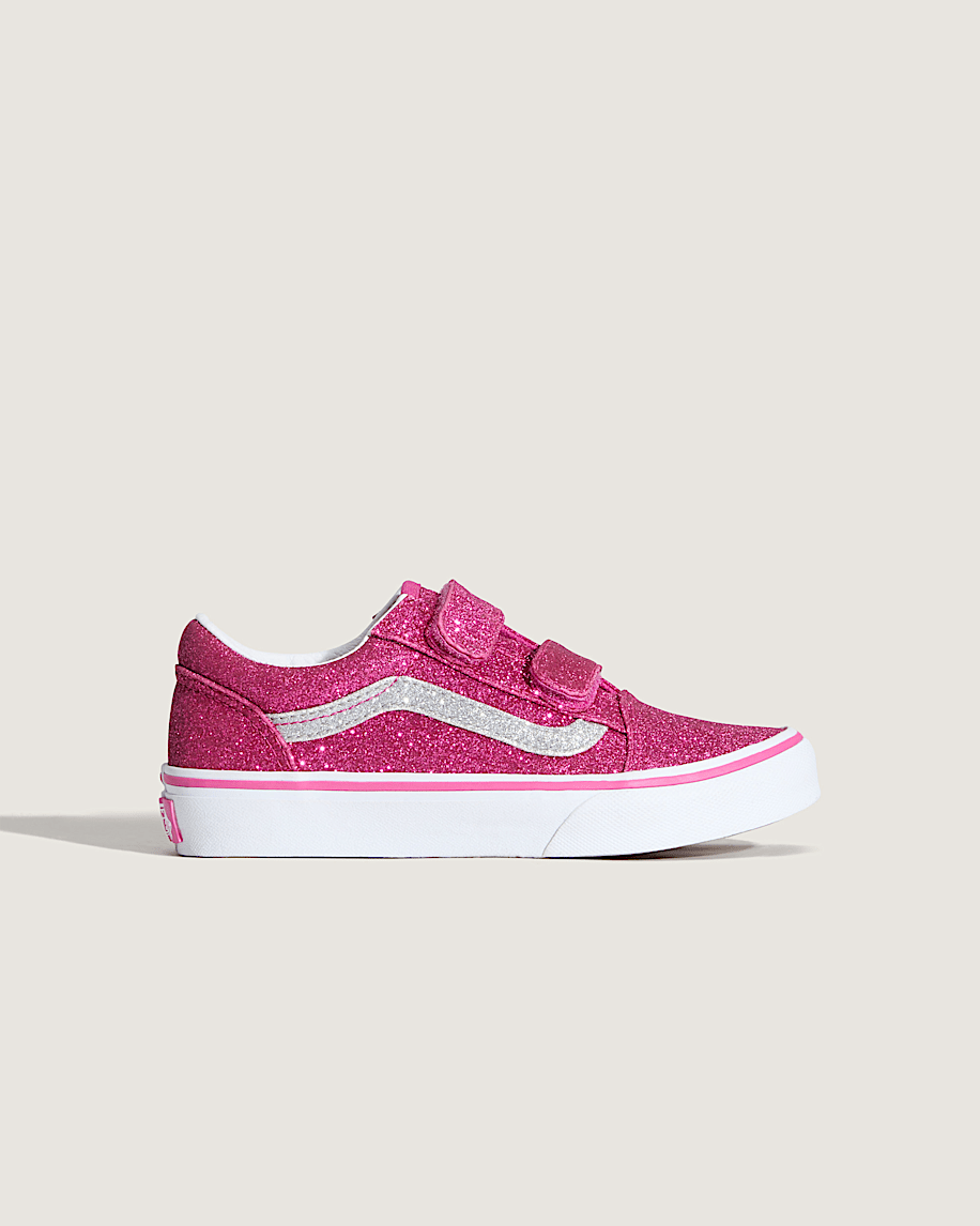 Little Kids Old Skool V Shoe VANS Glitter Raspberry Rose Pink ALT5