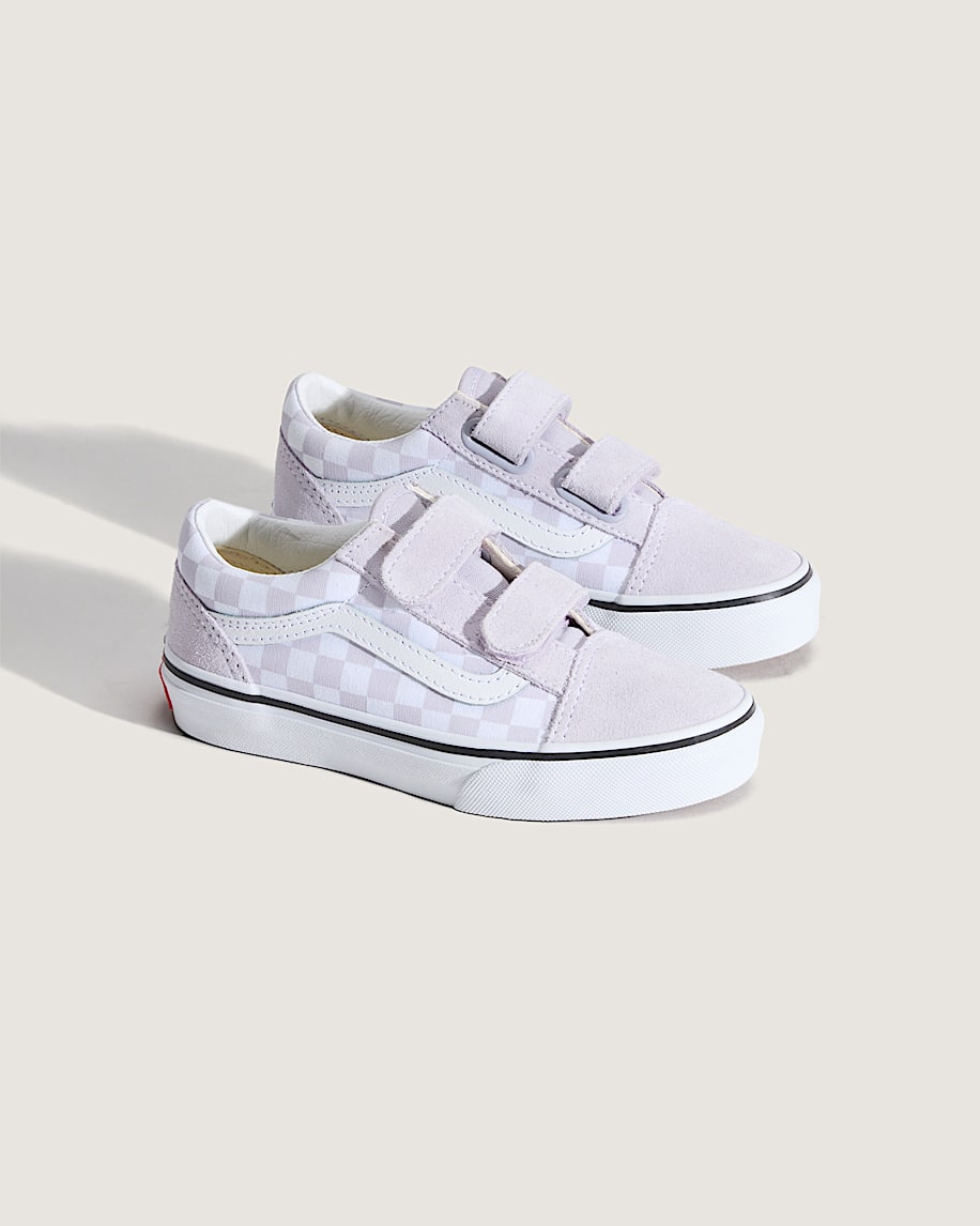 Little Kids Old Skool V Checkerboard Shoe VANS Checkerboard Lilac Mist Purple ALT1
