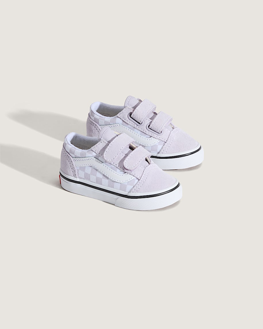 Toddler Old Skool V Checkerboard Shoe VANS Checkerboard Lilac Mist Purple ALT1