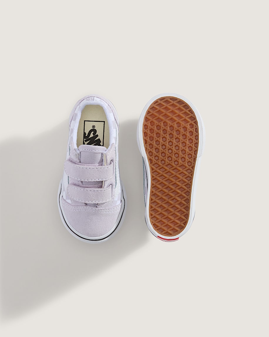 Toddler Old Skool V Checkerboard Shoe VANS Checkerboard Lilac Mist Purple ALT2