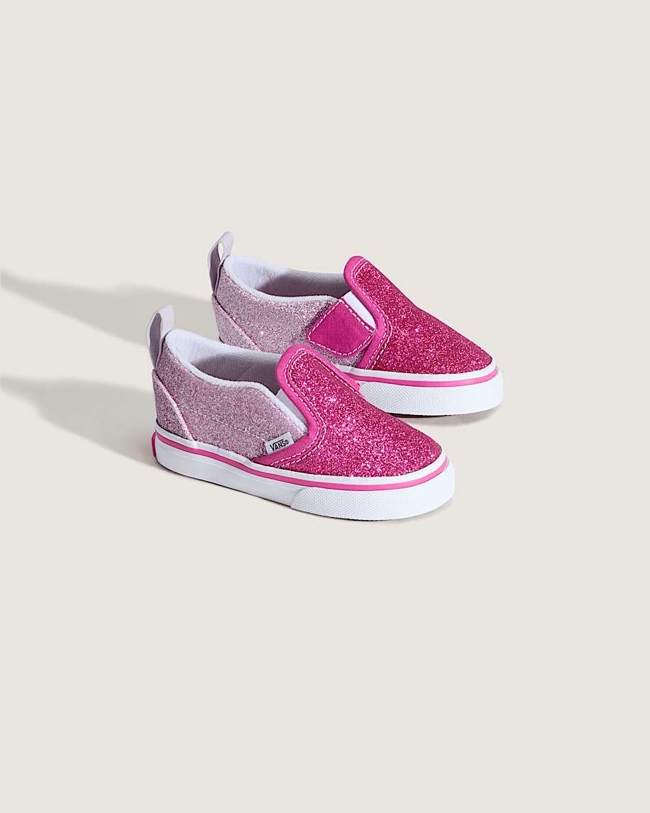 Toddler Classic SlipOn V Shoe VANS Glitter Raspberry Rose Pink ALT1