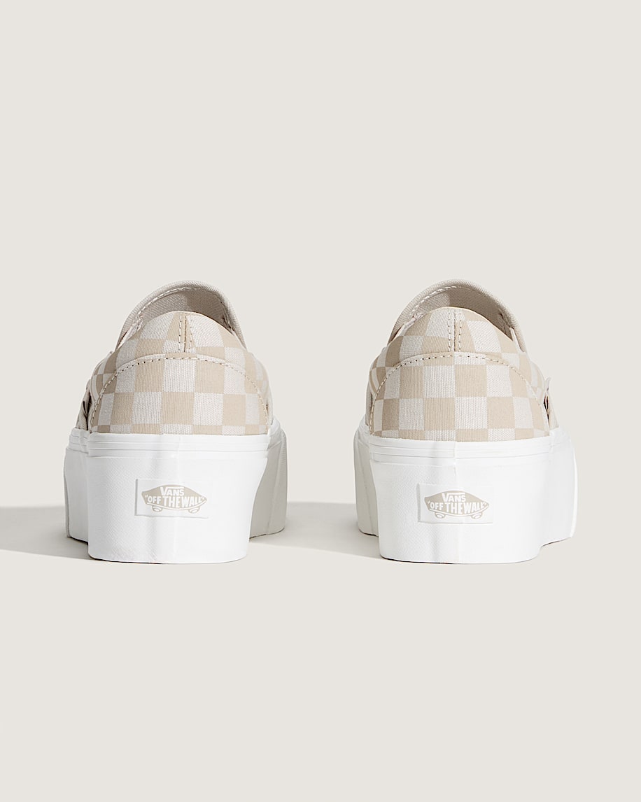 Classic SlipOn Platform Checkerboard Shoe VANS Checkerboard Mushroom Brown  Marshmallow White ALT3