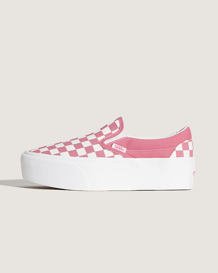 Classic SlipOn Platform Checkerboard Shoe VANS Mauvewood Pink  White HERO