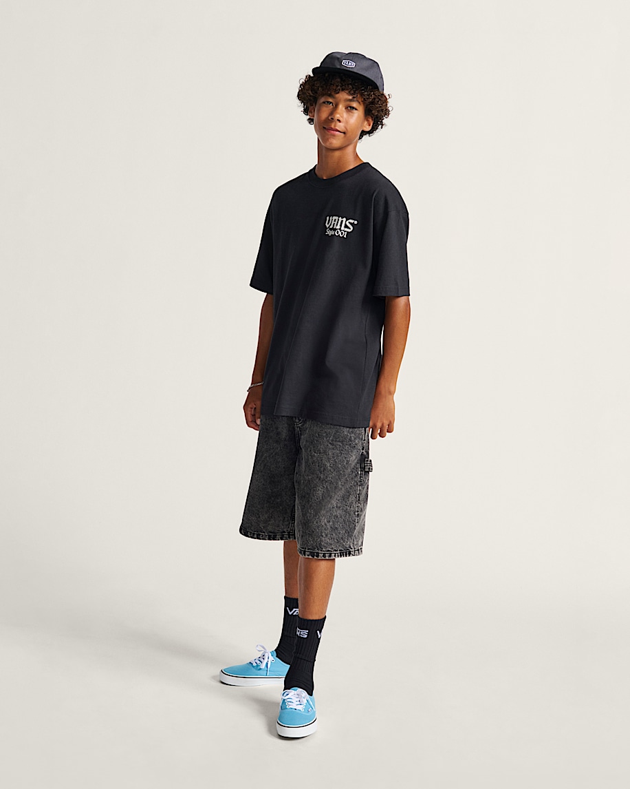 Drill Chore Loose Denim Shorts VANS Stonewash Black ALT4