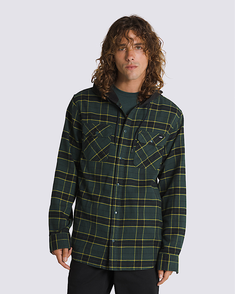 Parkway Hooded Long Sleeve Shirt in Green Gables / Black | Vans
