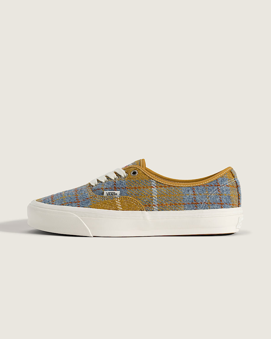 Premium Authentic Harris Tweed Shoe VANS Burnt Gold Yellow  Stormy Weather Blue HERO