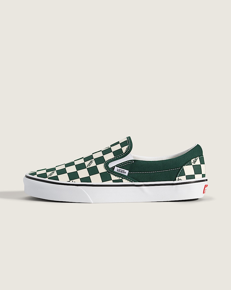 Classic SlipOn Checkerboard Shoe VANS Checkerboard Emerald Green HERO