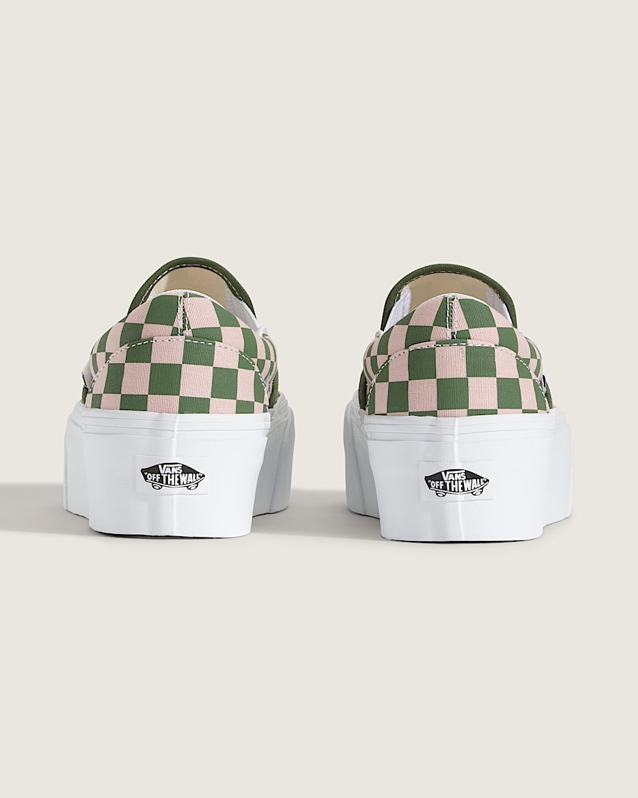 Classic SlipOn Platform Checkerboard Shoe VANS Checkerboard Sepia Rose Pink  Pine Forest Green ALT3