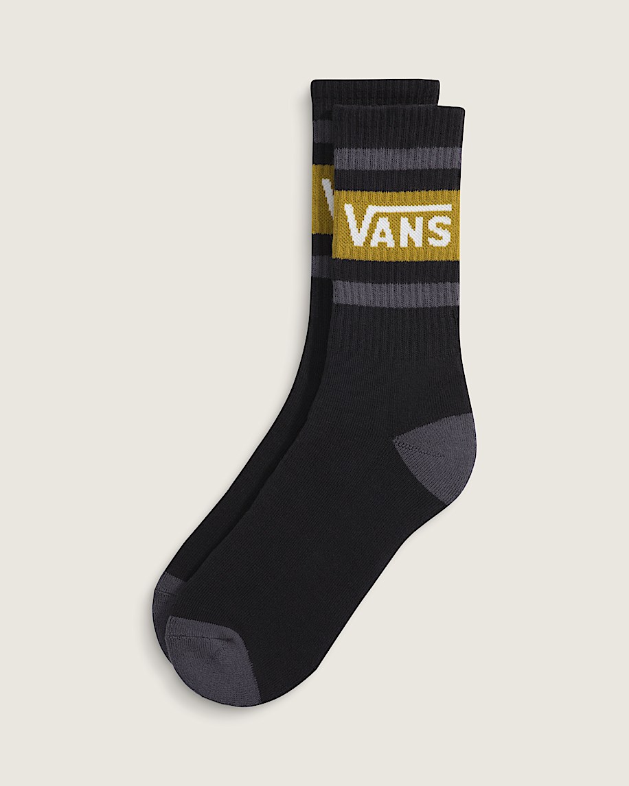 Vans Drop V Crew Socks VANS Black  Burnt Gold Yellow HERO