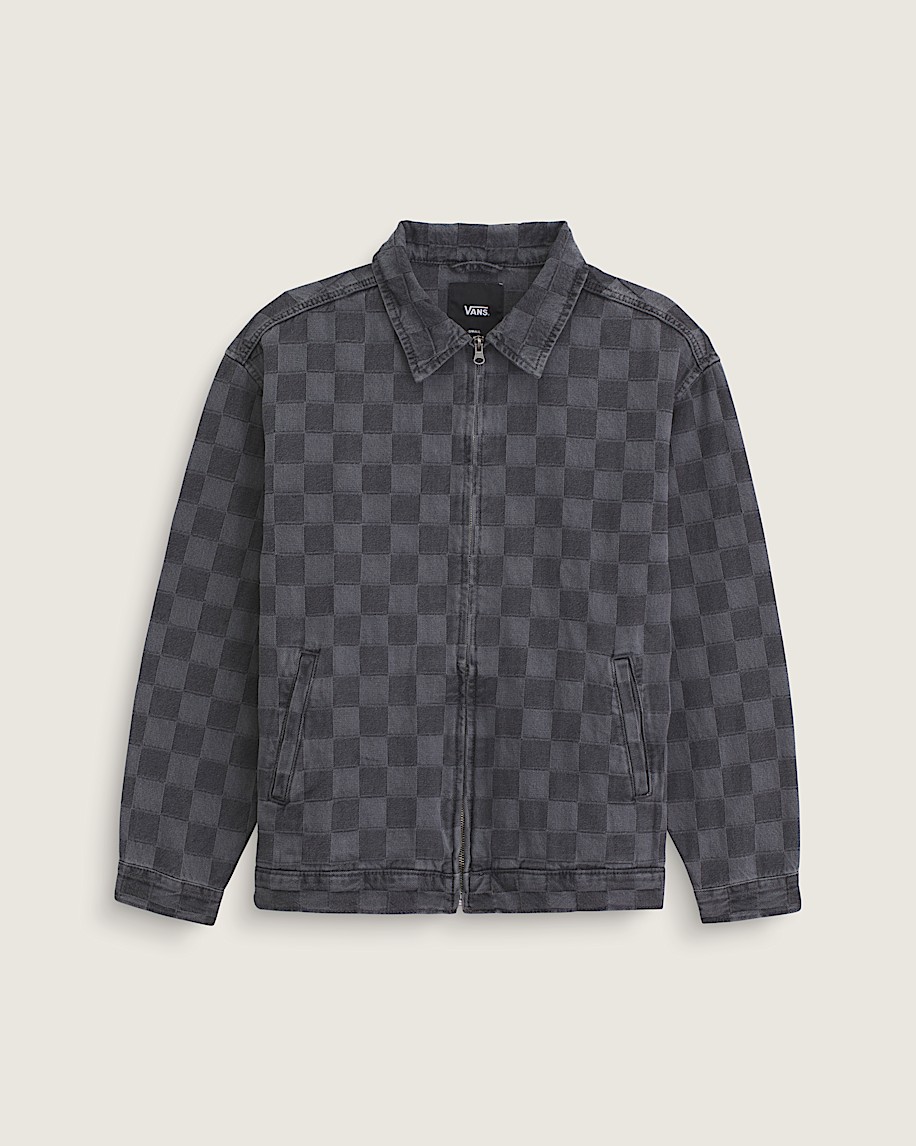Pitstop Checkered Station Denim Jacket VANS Checkerboard Faded Black HERO