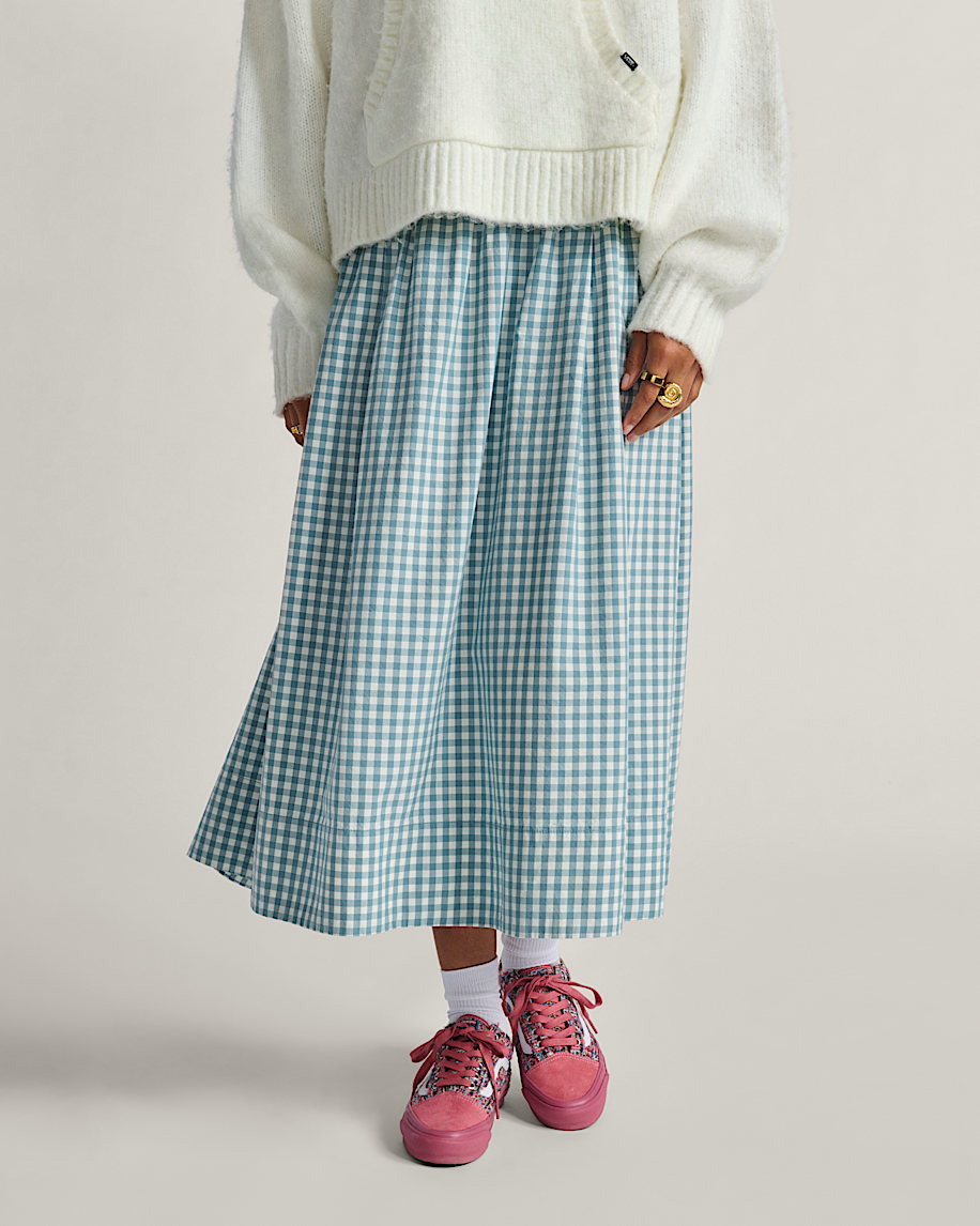 Francesca Full Plaid Skirt VANS Blue  White ALT1