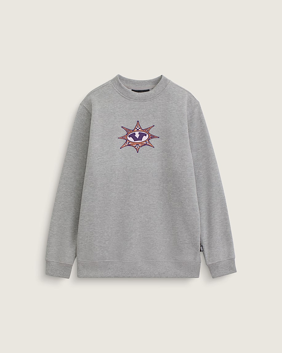 Kids Star Checker Crew Sweatshirt VANS Cement Heather Grey HERO
