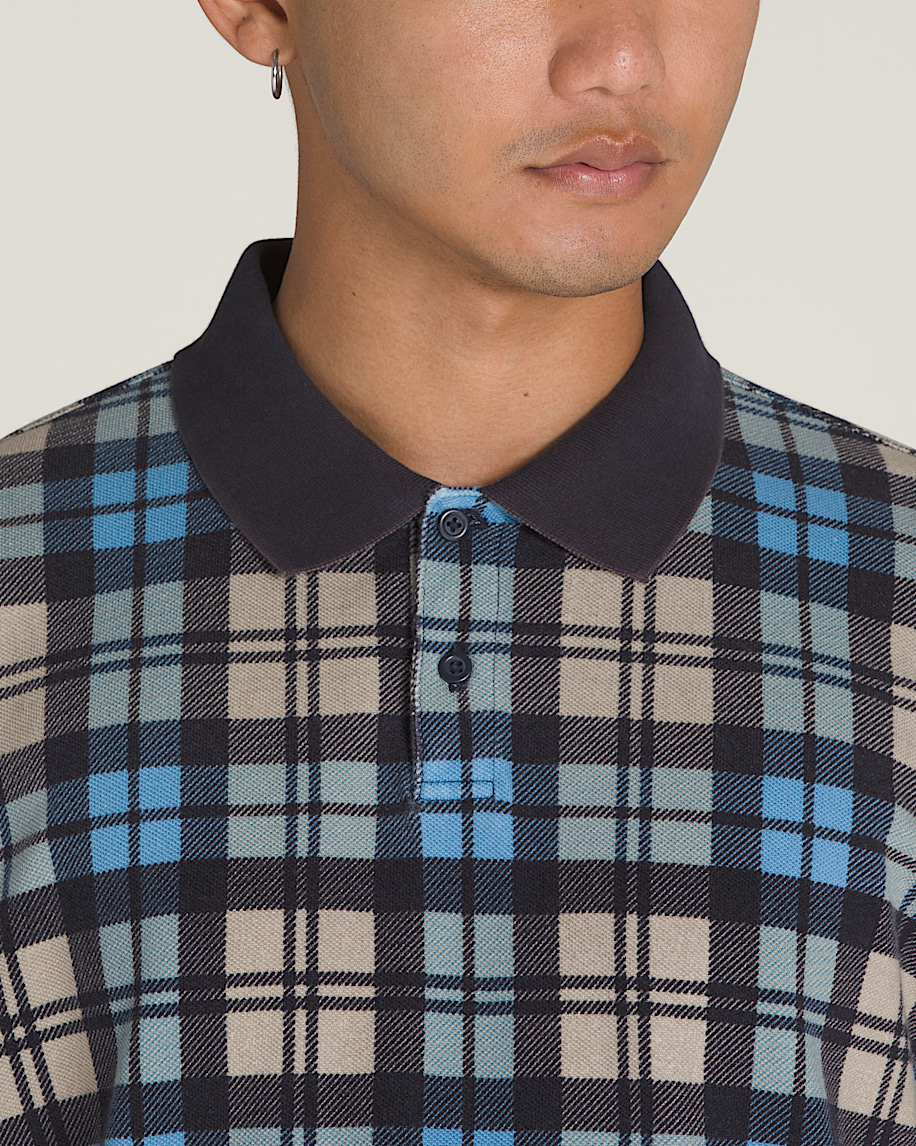 Bellmoor Plaid Polo Shirt VANS Parisian Night Blue  London Fog Grey ALT3