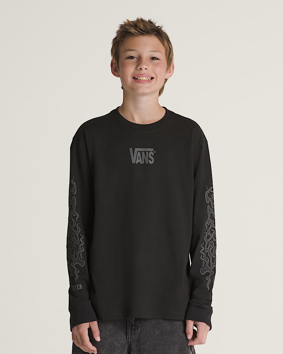 Kids Wave Dunes Long Sleeve TShirt VANS Black HERO