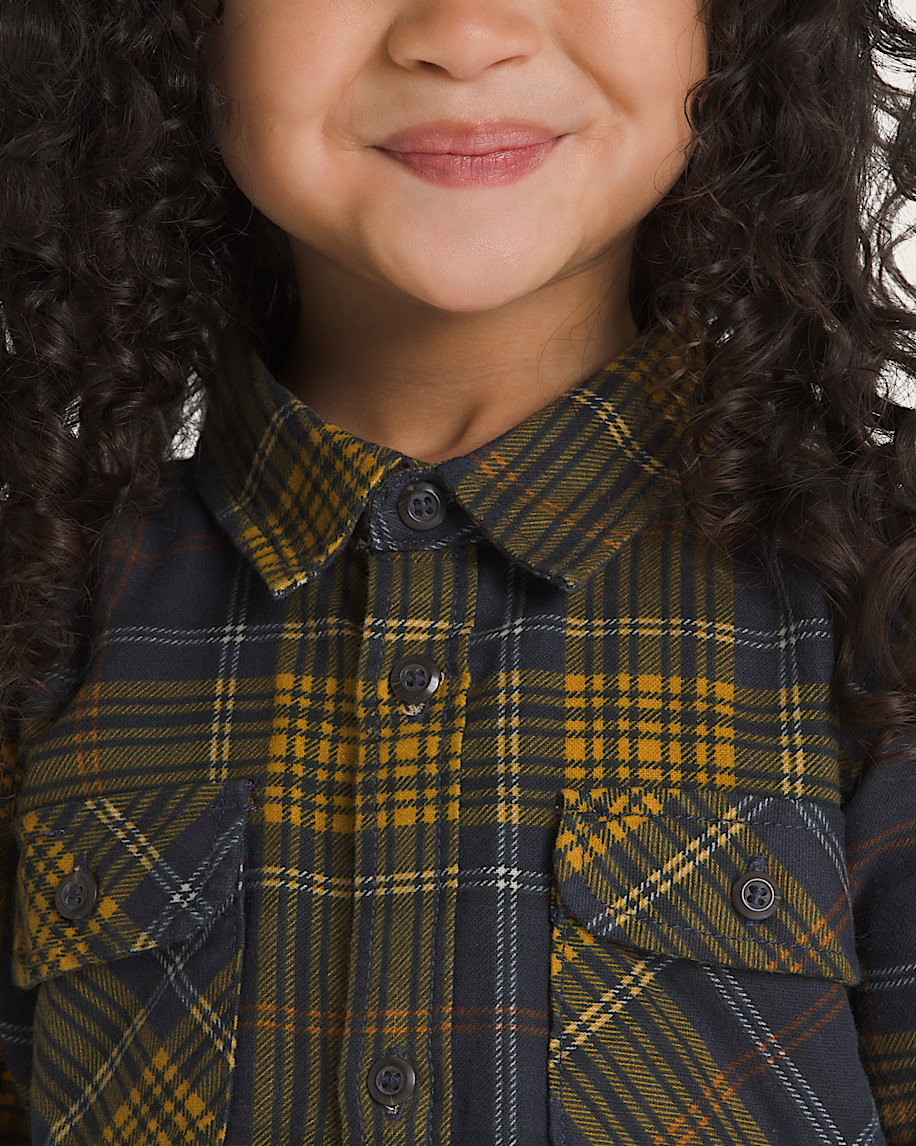 Little Kids Otis Long Sleeve Woven Shirt VANS Parisian Night Blue  Yellow ALT3