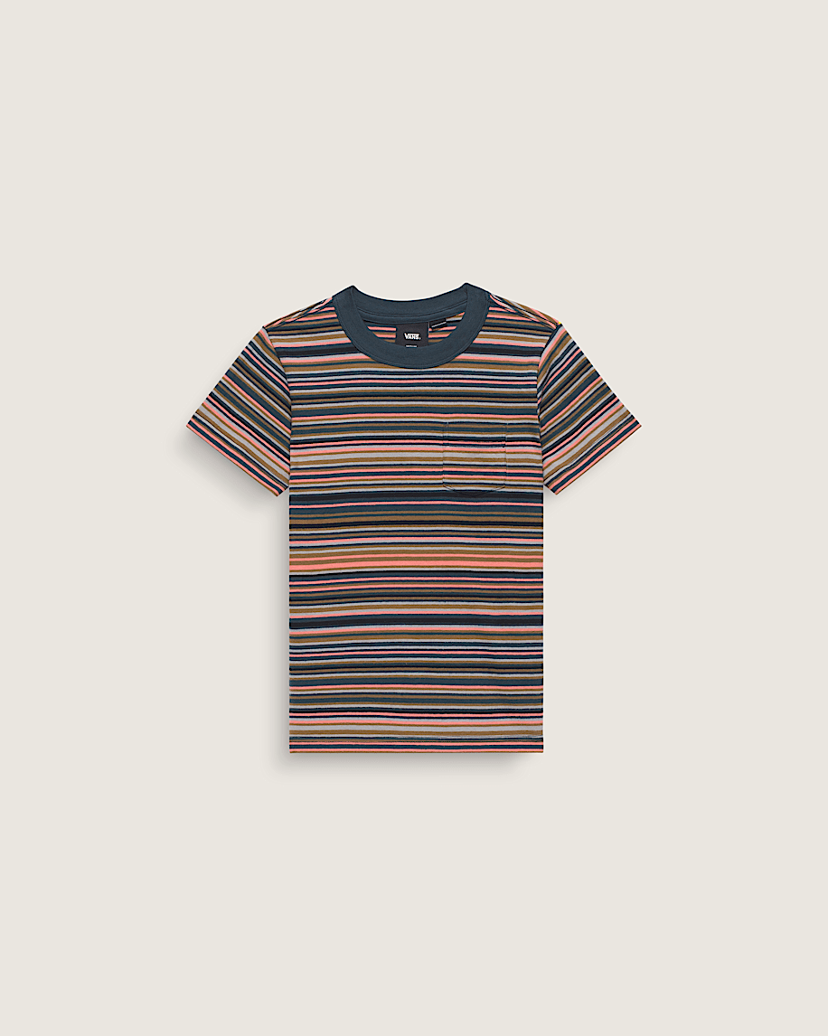 Little Kids Braden Stripe Knit Shirt VANS Parisian Night Blue  Orange ALT4