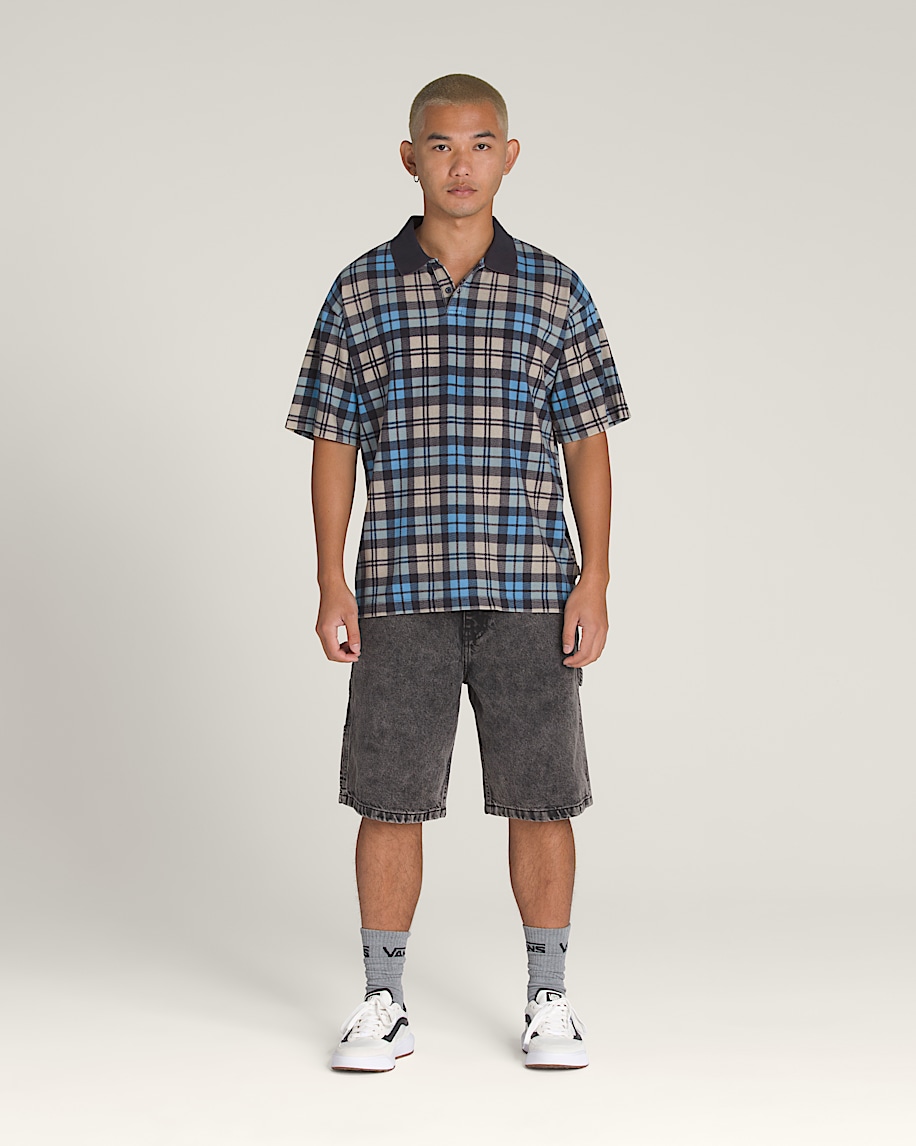 Bellmoor Plaid Polo Shirt VANS Parisian Night Blue  London Fog Grey ALT2
